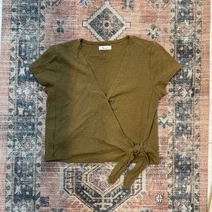 Madewell cropped faux-wrap top.
